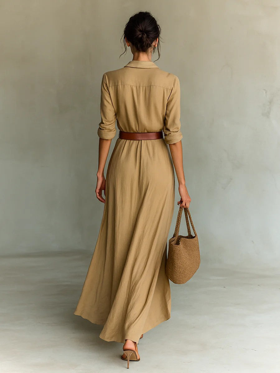 Tailor – Wrap Maxi Dress with Lapel Collar