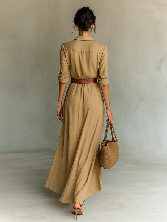 Tailor – Wrap Maxi Dress with Lapel Collar