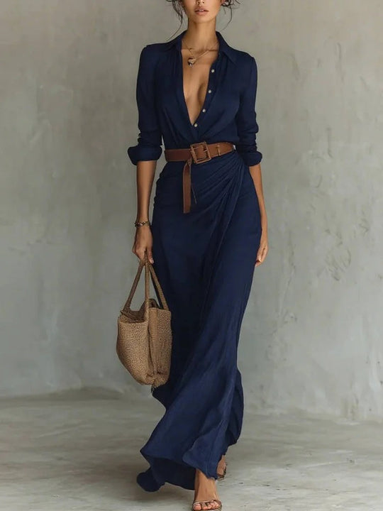 Tailor – Wrap Maxi Dress with Lapel Collar