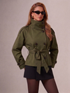 Women’s Short Belted Trench Coat with Waist Tie for Casual & Smart Wear