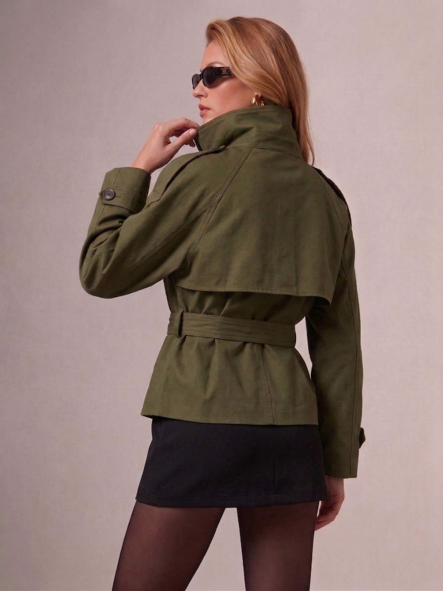 Women’s Short Belted Trench Coat with Waist Tie for Casual & Smart Wear