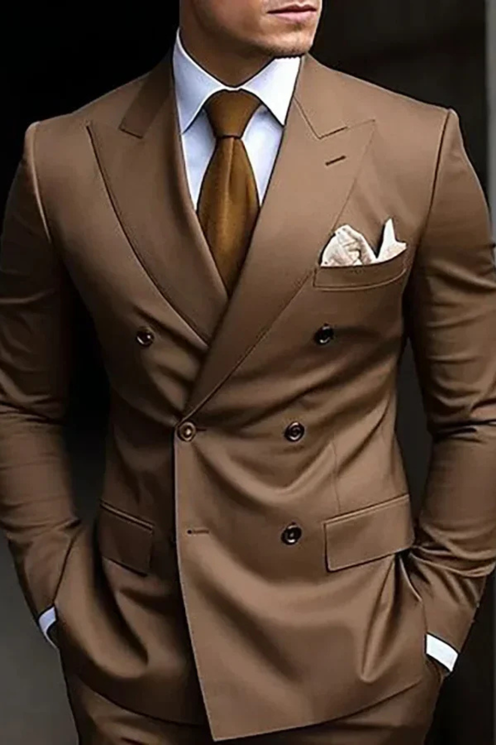 Men’s Double Breasted Suit Set Peak Lapel Blazer and Trousers - By Hayley