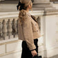 Women’s Vintage Cropped Trench Coat with Double-Breasted Front