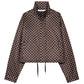 Women’s Oversized Polka Dot Cropped Bomber Jacket with Zip Front