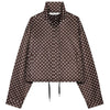 Women’s Oversized Polka Dot Cropped Bomber Jacket with Zip Front