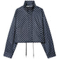 Women’s Oversized Polka Dot Cropped Bomber Jacket with Zip Front