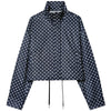 Women’s Oversized Polka Dot Cropped Bomber Jacket with Zip Front