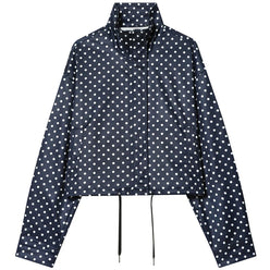 Women’s Oversized Polka Dot Cropped Bomber Jacket with Zip Front