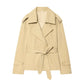 Women’s Belted Cropped Trench Coat with Long Sleeves for Casual & Smart Wear