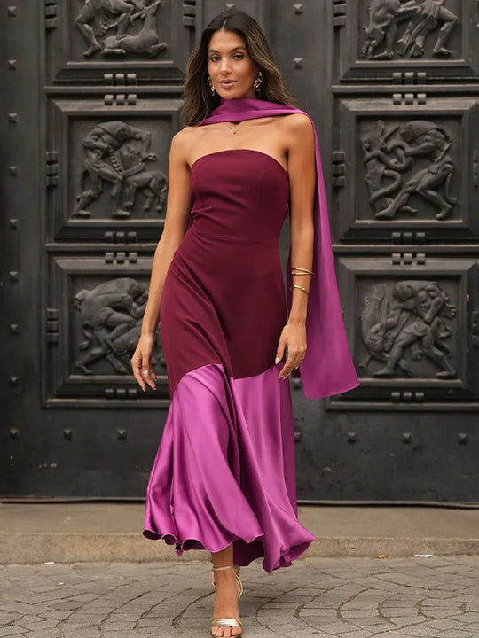 Ensley - Classy Two-Tone Dress
