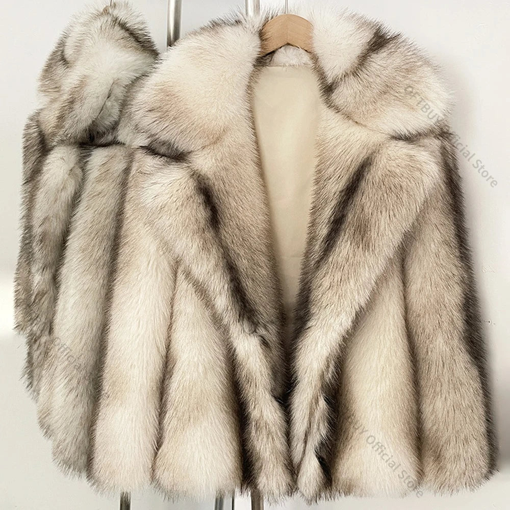 Women’s Short Coat with Fluffy Texture for Winter & Evening Wear