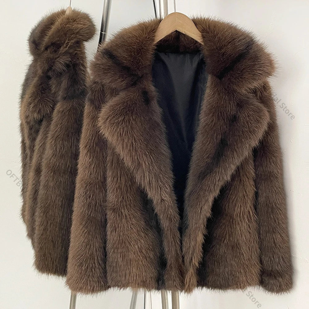 Women’s Short Coat with Fluffy Texture for Winter & Evening Wear