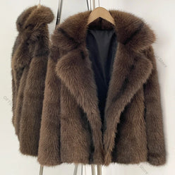 Women’s Short Coat with Fluffy Texture for Winter & Evening Wear