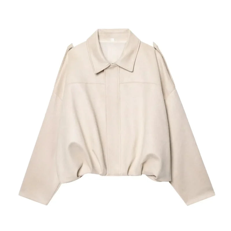 Women's Suede Oversized Bomber Jacket