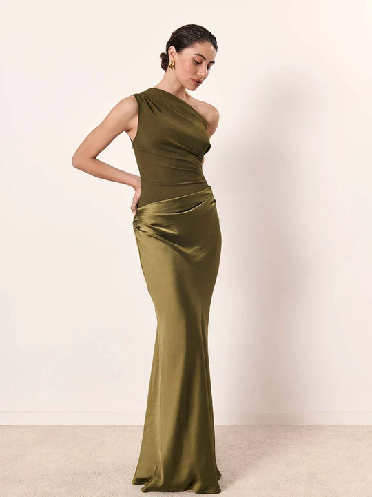 Averie - One-Shoulder Satin Maxi Dress