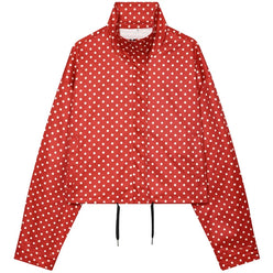 Women’s Oversized Polka Dot Cropped Bomber Jacket with Zip Front