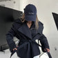 Women’s Belted Cropped Trench Coat with Long Sleeves for Casual & Smart Wear