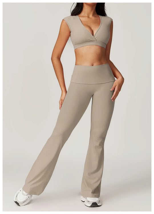 Ruby V Shape Sports Bra Flare Leggings Set
