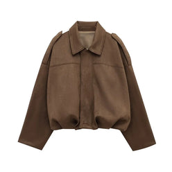 Women's Suede Oversized Bomber Jacket