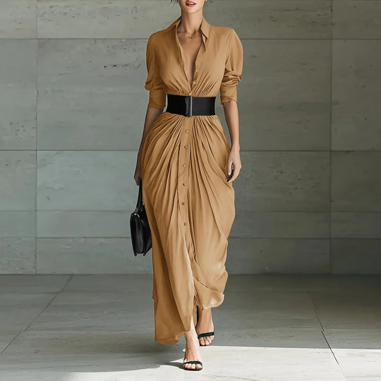 Cosima - Classic Elegant Long Dress With Belt