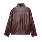 Women’s Oversized Leather Bomber Jacket for Casual & Winter Streetwear