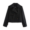 Women’s Vintage Cropped Trench Coat with Double-Breasted Front