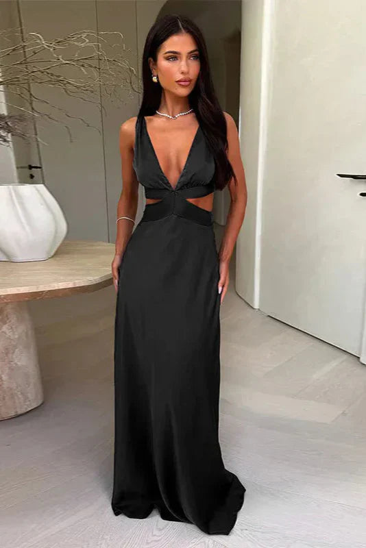 Maria - Deep V-Neck Sleeveless Maxi Dress