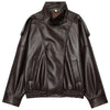 Women’s Faux Leather Cropped Bomber Jacket with Oversized Fit