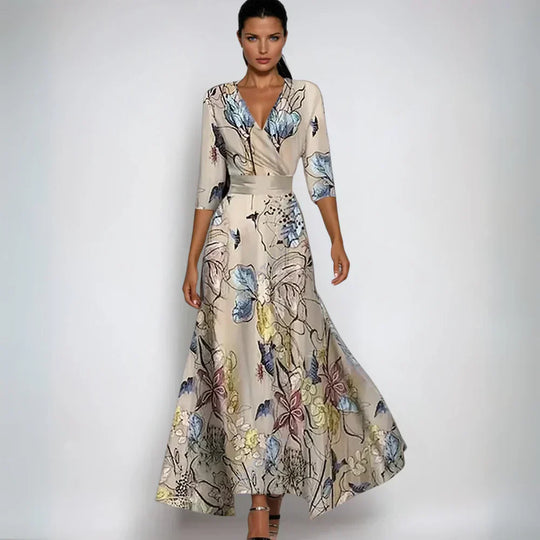 Elisa - Elegant Wrap Dress with Flowers