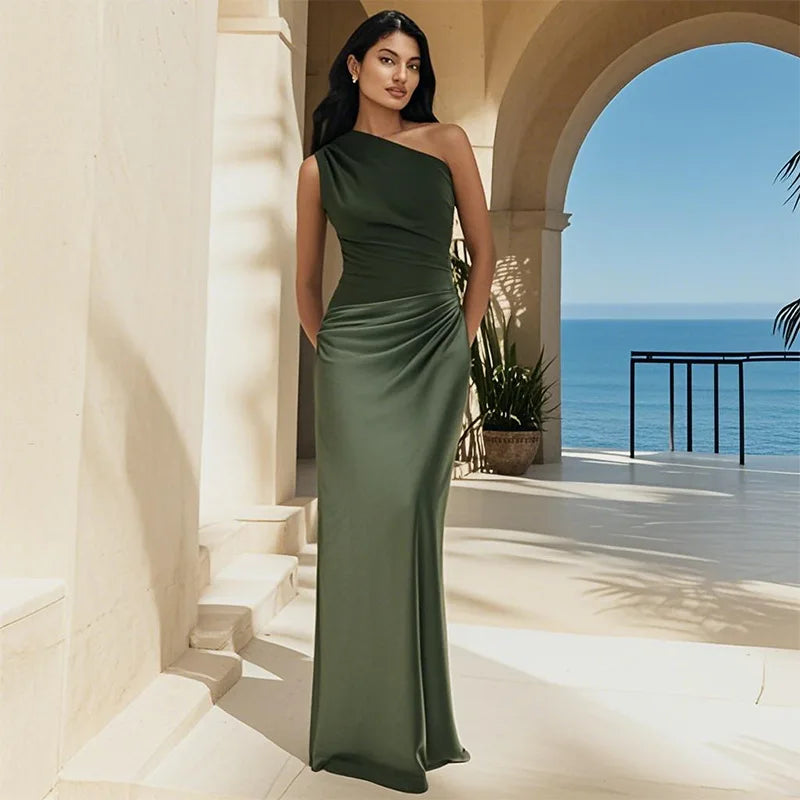 Averie - One-Shoulder Satin Maxi Dress