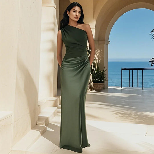 Averie - One-Shoulder Satin Maxi Dress