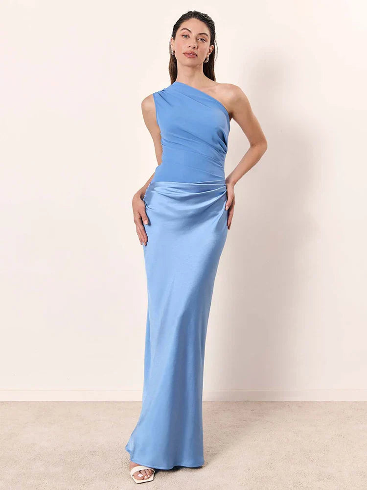 Averie - One-Shoulder Satin Maxi Dress