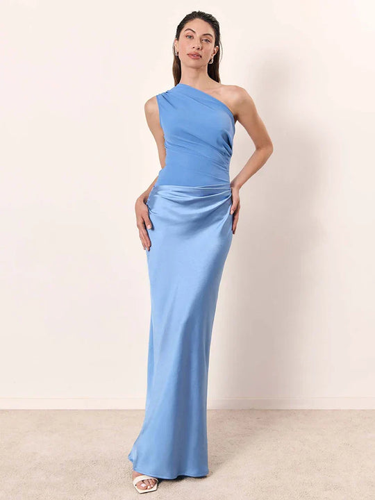 Averie - One-Shoulder Satin Maxi Dress