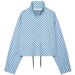 Women’s Oversized Polka Dot Cropped Bomber Jacket with Zip Front