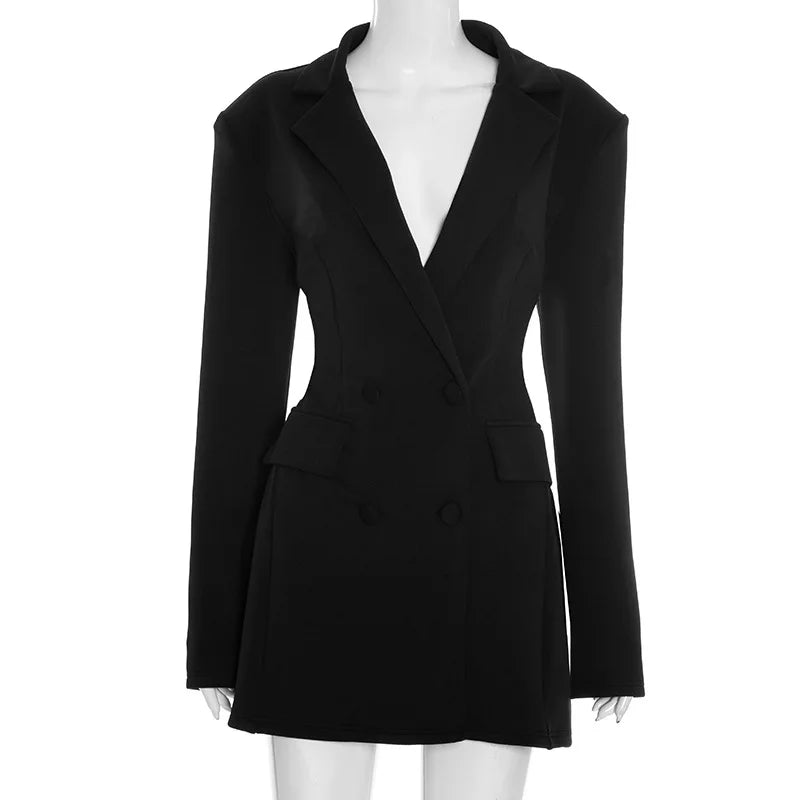 Women’s Sculpted Double-Breasted Blazer with Cinched Waist
