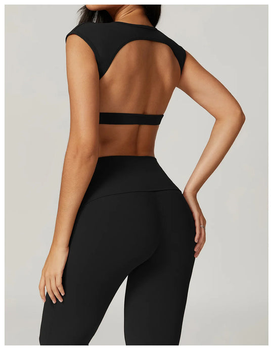 Ruby V Shape Sports Bra Flare Leggings Set