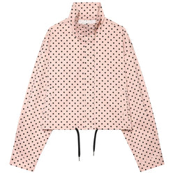 Women’s Oversized Polka Dot Cropped Bomber Jacket with Zip Front