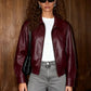 Women’s Cropped Zip-Up Leather Jacket