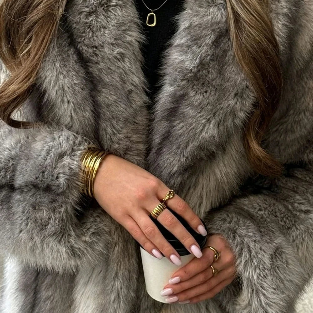 Women’s Short Coat with Fluffy Texture for Winter & Evening Wear