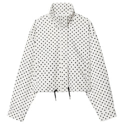 Women’s Oversized Polka Dot Cropped Bomber Jacket with Zip Front