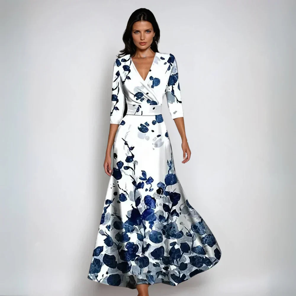 Elisa - Elegant Wrap Dress with Flowers
