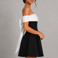 Women’s Bardot Bubble Mini Dress with Statement Bow Back