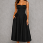 Women’s Corset Midi Dress with Lace-Up Back for Wedding & Occasion Wear