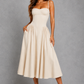 Women’s Corset Midi Dress with Lace-Up Back for Wedding & Occasion Wear