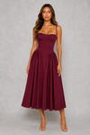 Women's Corset Midi Dress with Lace-Up Back – Cherry Lacquer