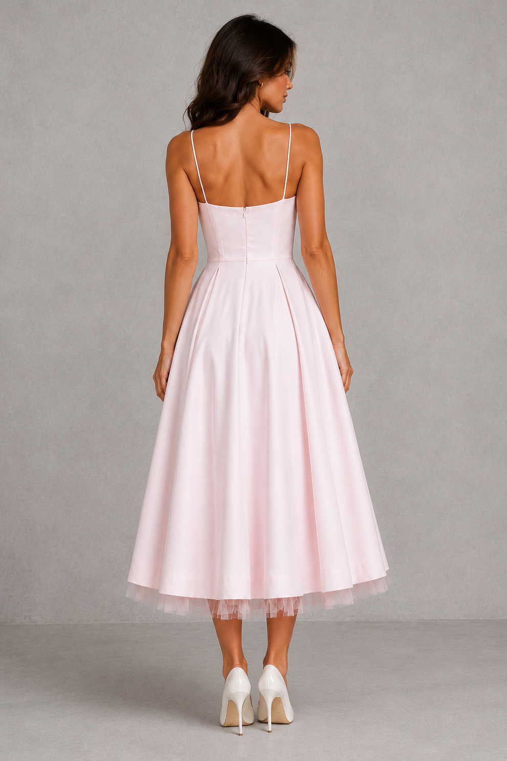 Women’s Corset Midi Dress with Sweetheart Neckline for Wedding & Occasion Wear