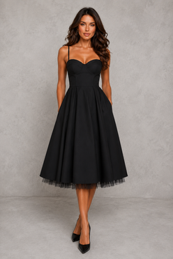 Women’s Corset Midi Dress with Sweetheart Neckline for Wedding & Occasion Wear