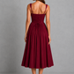 Women's Corset Midi Dress - Sweetheart Neck Wedding Guest Fit & Flare