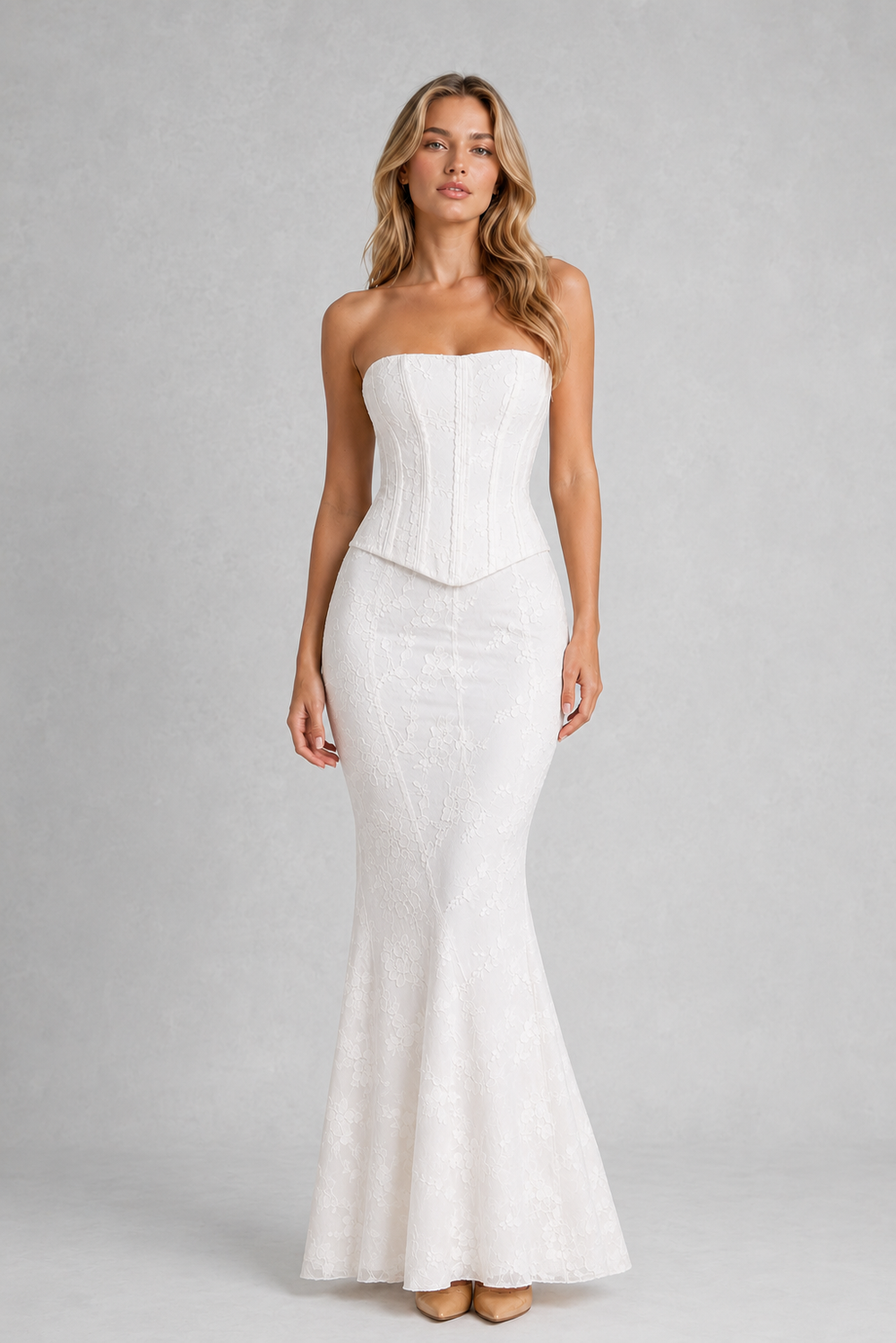Women’s Corset Waist Gown with Embroidery –By Hayley
