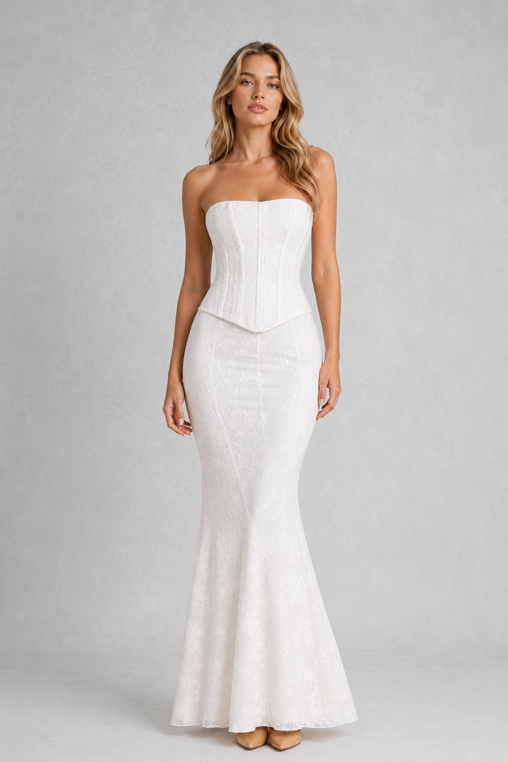Women’s Corset Waist Gown with Embroidery –By Hayley